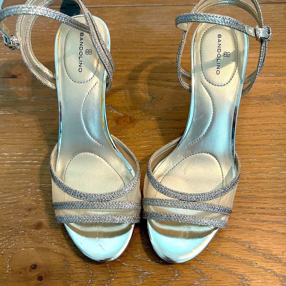Only worn to 1 wedding. Bandolino silver sparkle heels. Great condition